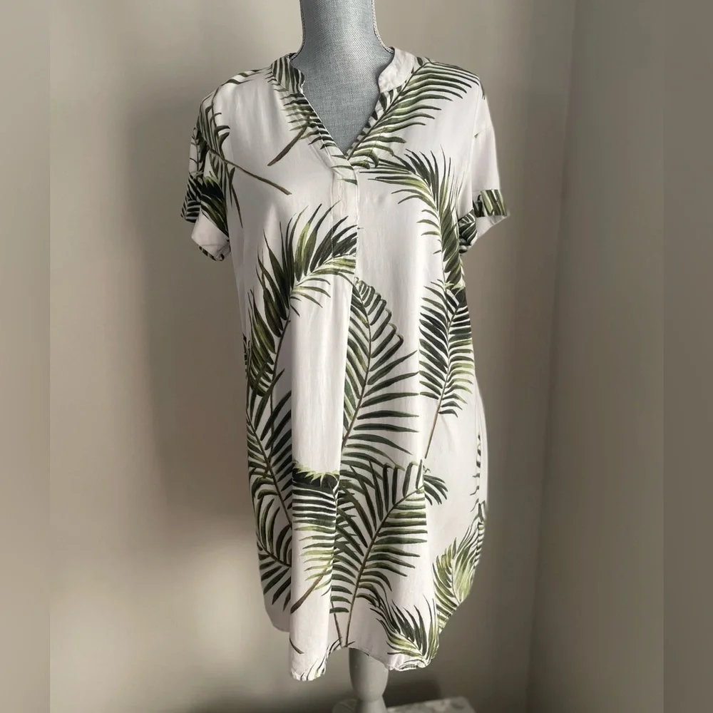 H&M Palm Leaf Print Shirt Dress Size 2